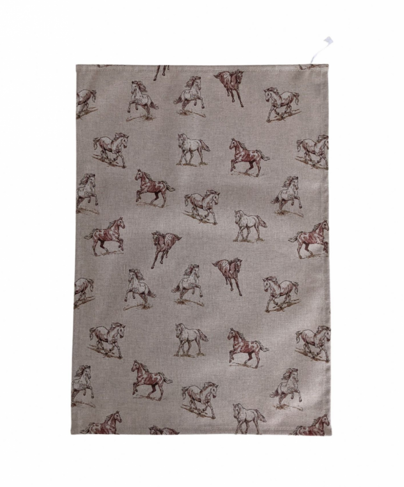 Horse Riding Linen Look Tea Towel