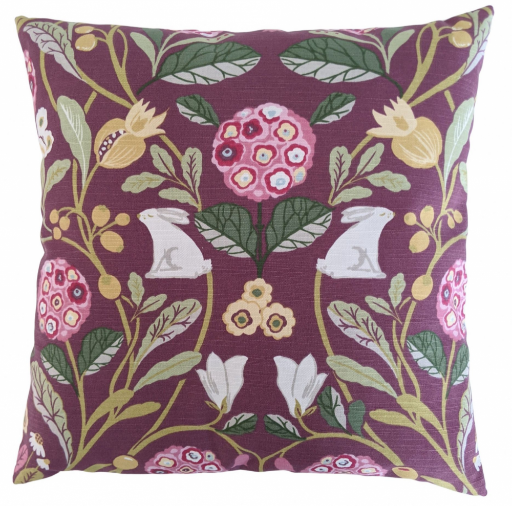 Plum Forester Rabbits Cushion Cover 14'' 16'' 18'' 20'' 22'' 24'' 26''