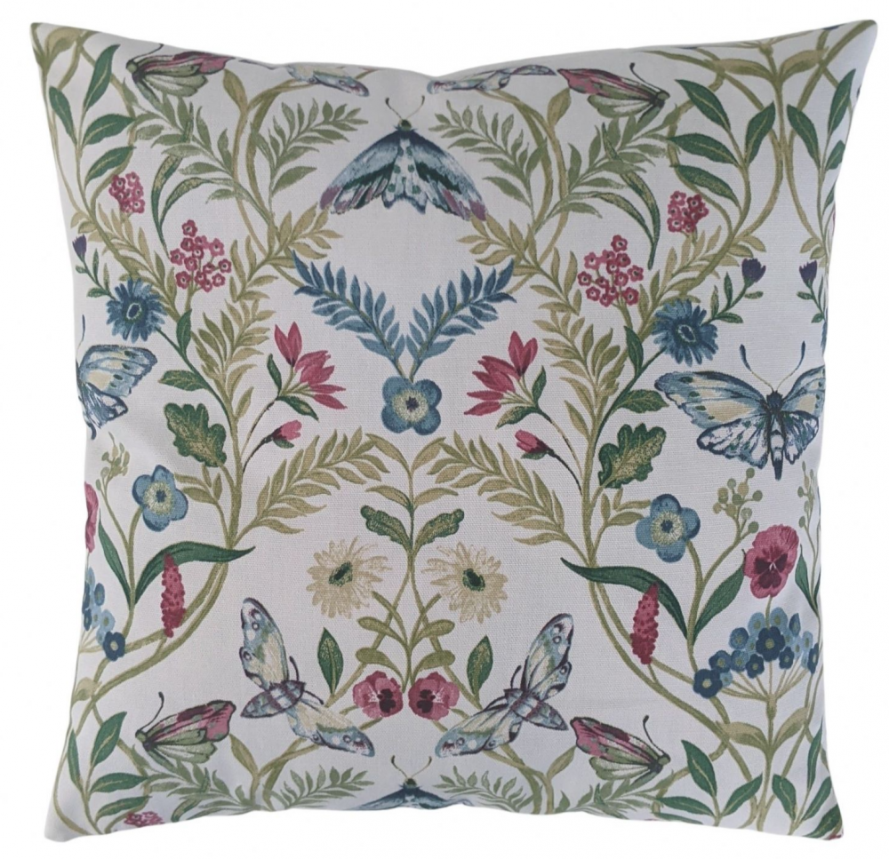 Purple Cream Botanical Butterflies Cushion Cover 14'' 16'' 18'' 20'' 22'' 24'' 26''