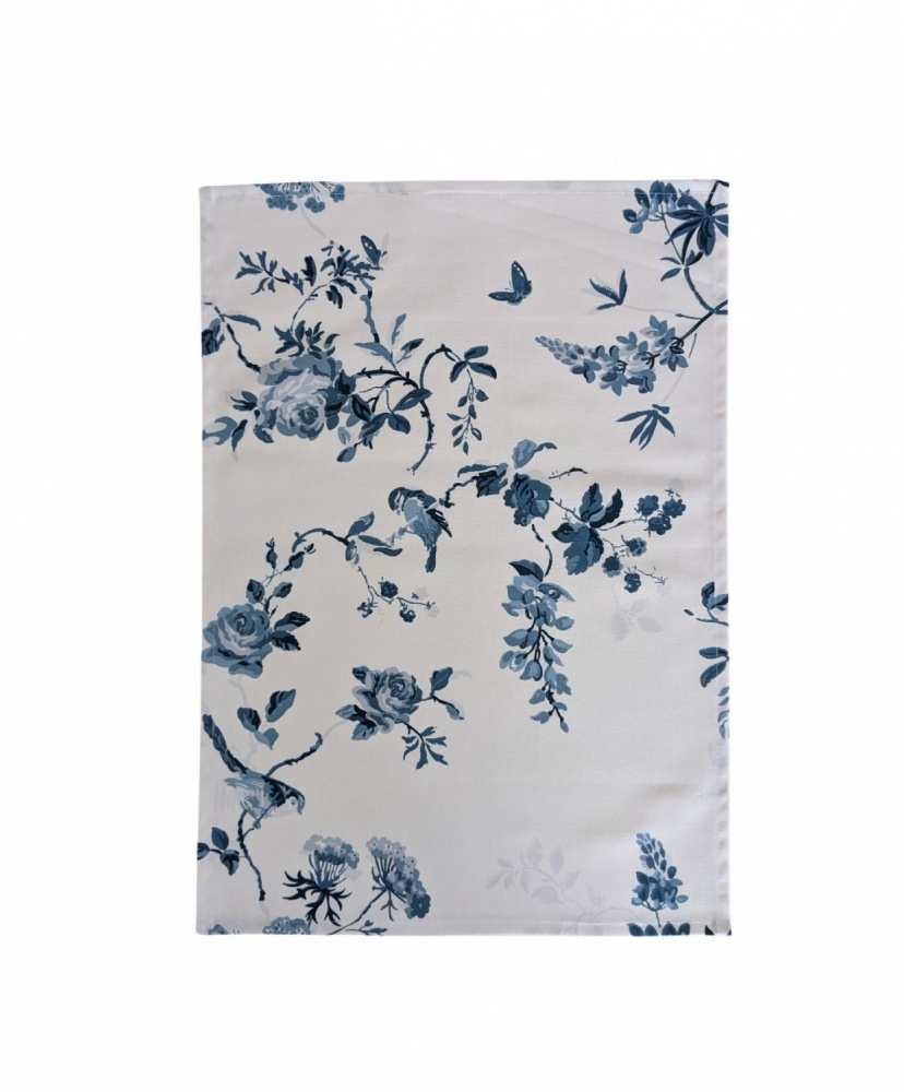 Tea Towel in Cath Kidston Birds and Roses Blue and White