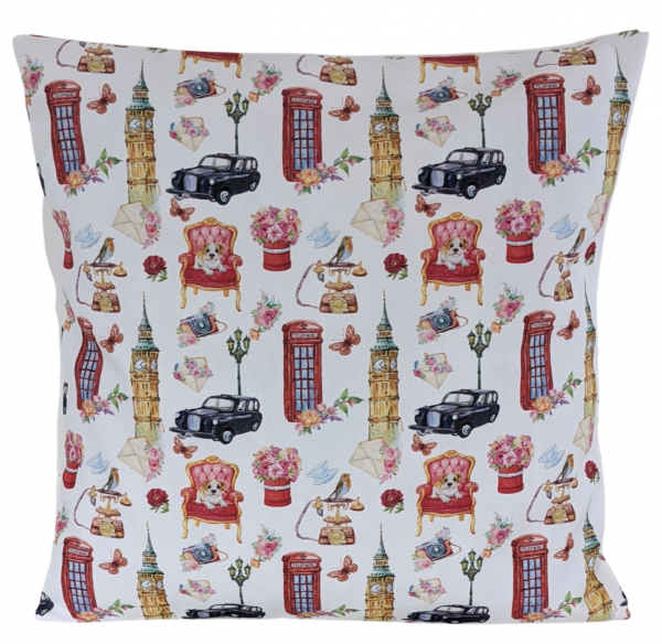 London Icons White Cushion Cover 14'' 16'' 18'' 20'' 22'' 24'' 26''