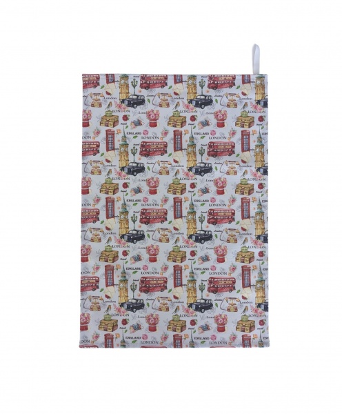 London Themed British Tea Towel Pink