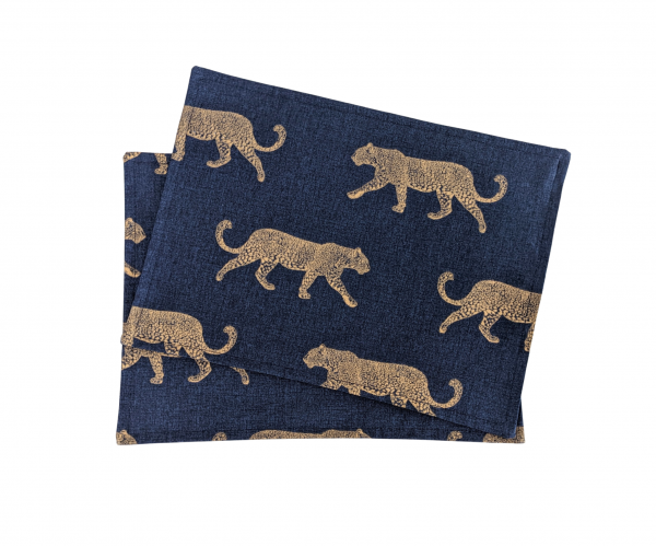 Navy Blue and Gold Leopard Placemats