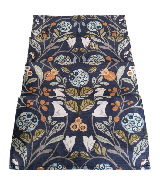 Navy Blue and Orange Rabbits Table Runner 100-250cm