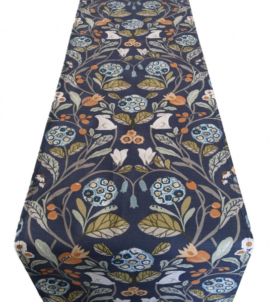 Navy Blue and Orange Rabbits Table Runner 100-250cm