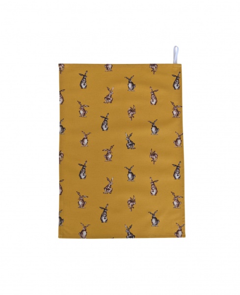 Ochre Mustard Yellow Hare Tea Towel