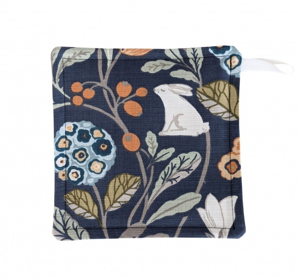 Pot Grab in Clarke and Clarke Forester Rabbits Navy Blue