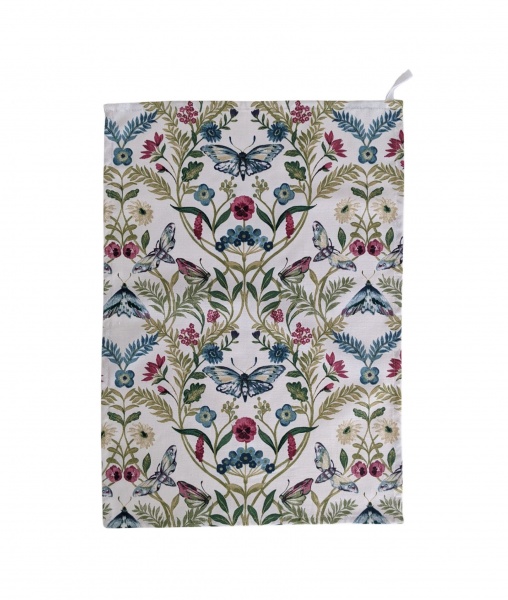 Purple and Blue Botanical Butterfly Tea Towel