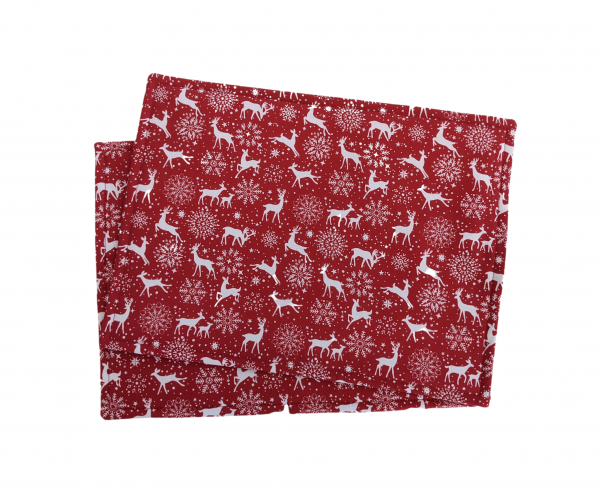 Red and White Stag and Snowflake Christmas Place Mats