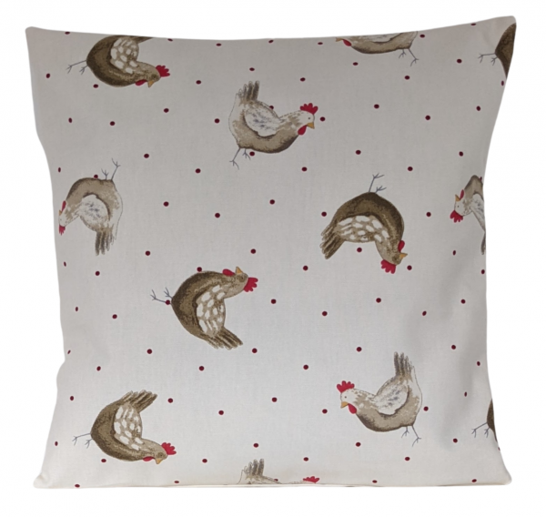Red Dotty Chickens Cushion Cover 14'' 16'' 18'' 20'' 22'' 24'' 26''