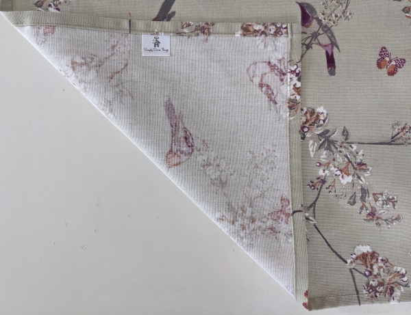 Sage Green and Purple Beautiful Birds and Butterflies Table Runner 100-250cm