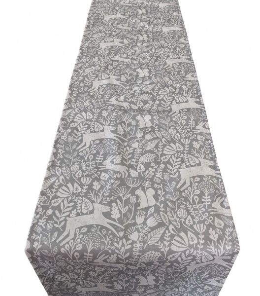 Table Runner in Scion Kelda Woodland Pewter Grey 100-250cm